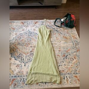 Green crocheted long sun dress